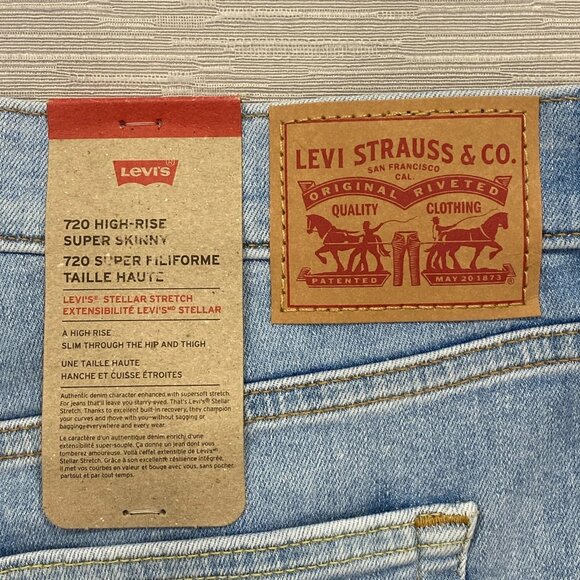 Levi's 720 Jeans Womens 30 x 28 High Rise Super Skinny Light Wash Stretch Denim - Picture 4 of 15
